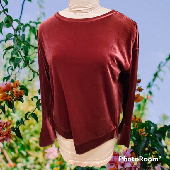 Worthington Tops - Worthington Velour Tunic Blouse - Long Bell Sleeve NWT Petite Large